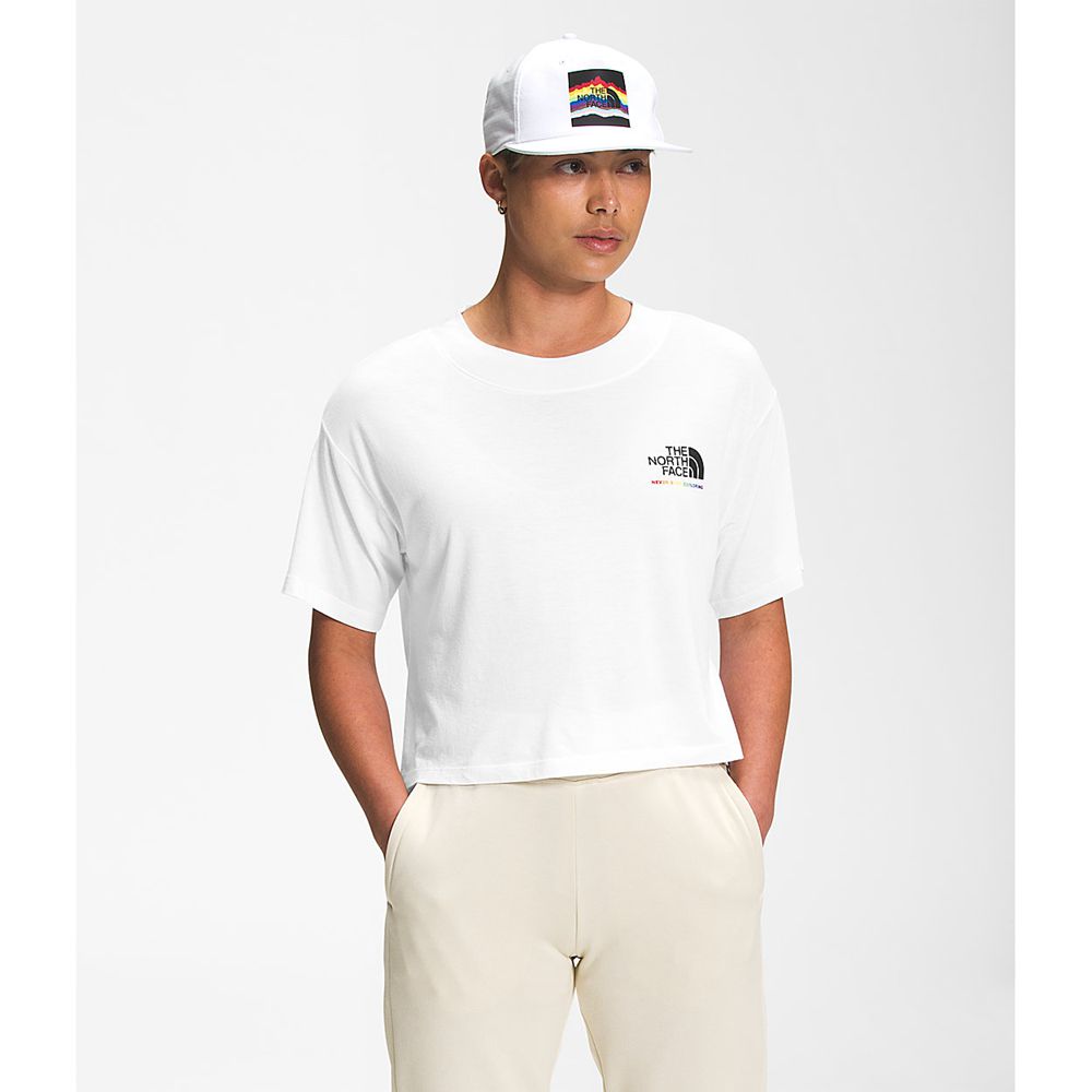 The North Face T-Shirts Mens Australia - The North Face Pride Short Sleeve Crop White (UAI-624378)